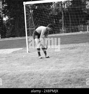 Die sowjetische Fußballnationalmannschaft trainiert im Juni 1958 in Hindås, Schweden. FIFA Fussball-Weltmeisterschaft 1958, Schweden. Foto: Kamerareportage/TT-Code 2524 Stockfoto