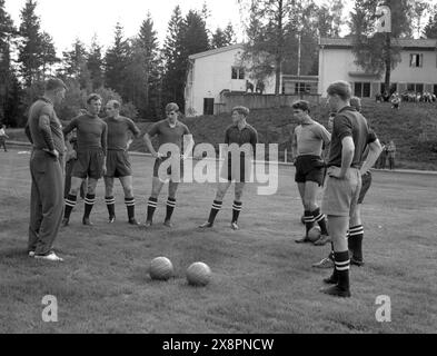 Die sowjetische Fußballnationalmannschaft trainiert im Juni 1958 in Hindås, Schweden. FIFA Fussball-Weltmeisterschaft 1958, Schweden. Foto: Kamerareportage/TT-Code 2524 Stockfoto