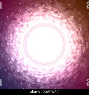 Eine kreisförmige Form mit weißem Zentrum vor abstraktem Hintergrund, die einen optisch eindrucksvollen Kontrast erzeugt. Stock Vektor