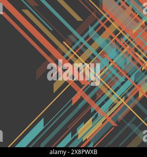 Ein abstrakter Hintergrund mit schwarzen und orangen Farben und komplizierten Linien, die eine dynamische und lebendige Komposition schaffen. Stock Vektor