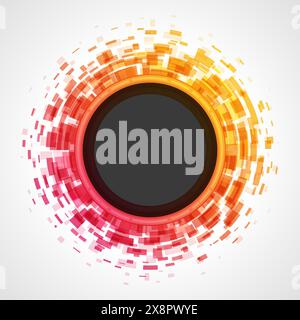 Eine kreisförmige Form mit weißem Zentrum vor abstraktem Hintergrund, die einen optisch eindrucksvollen Kontrast erzeugt. Stock Vektor