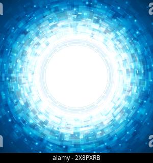 Eine kreisförmige Form mit weißem Zentrum vor abstraktem Hintergrund, die einen optisch eindrucksvollen Kontrast erzeugt. Stock Vektor