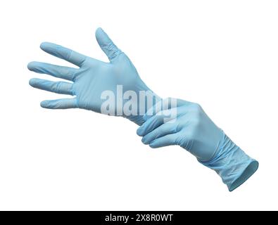 Ein Paar medizinische Handschuhe isoliert auf weiß Stockfoto