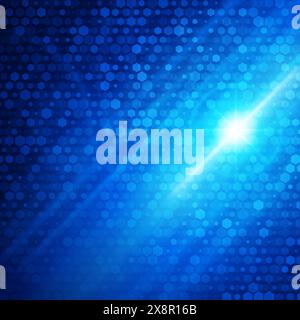 Ein leuchtend blauer Hintergrund mit einer Reihe von kreisförmigen Formen in verschiedenen Größen, die eine visuell ansprechende abstrakte Komposition schaffen. Stock Vektor