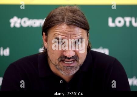 Dateifoto vom 12.05.2024 des Leeds United-Managers Daniel Farke, der hoffnungsvoll Leeds’ jüngstes Play-off-Heartbreak ist, wird zusätzliche Motivation für ihr Streben nach einer Rückkehr in die Premier League in der nächsten Saison liefern. Ausgabedatum: Montag, 27. Mai 2024. Stockfoto