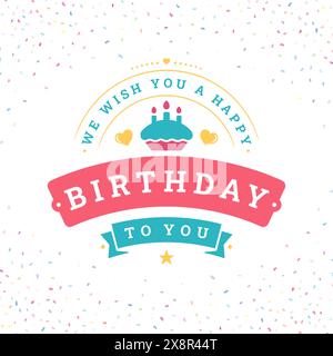 Alles Gute zum Geburtstag an Sie Schokolade Kuchen Kerzen Vintage Gruß Social Media Post Vorlage Design Vektor flache Illustration. Geburtstags-Glückwunsch Stock Vektor