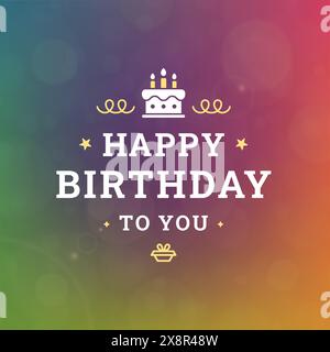 Alles Gute zum Geburtstag Feiertagstorte mit Kerze Gruß Vintage Social Media Post Vorlage Design Vektor Illustration. Feierliche Geburtstagsfeier Stock Vektor