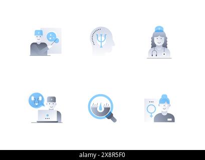Professionelle medizinische Hilfe - flaches Design Stil Icons Set Stock Vektor