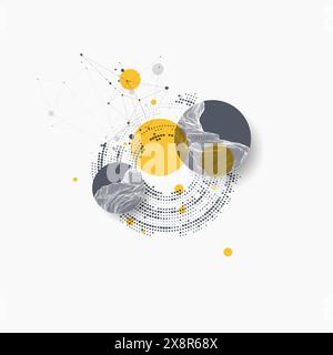 Trendiger abstrakter Drahtmodellhintergrund. Moderne Wissenschafts- oder Technikkunstelemente. Oberflächendarstellung. Vektor. Stock Vektor