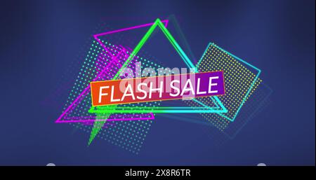 Bild des Flash-Verkaufstextes über leuchtendem Neonhintergrund Stockfoto