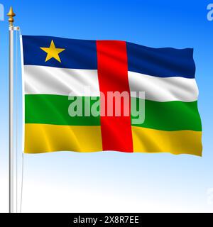 Zentralafrikanische Republik offiziell schwenkende Flagge, afrikanisches Land, Vektorillustration Stock Vektor