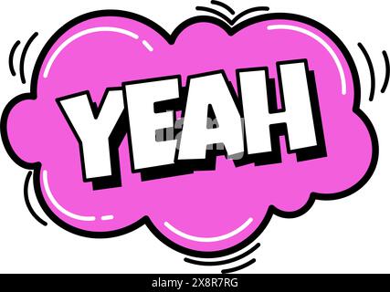 Comic-Blase. Sound Dialogue Sprachblasen mit Wort - Ja. Pop-Art-Ausdruck in hellen Farben und schwarzer Umrandung. Stock Vektor