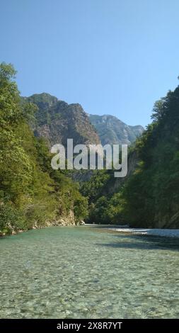 Blick auf das Tal des Shala River Stockfoto