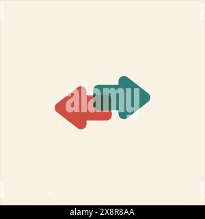 Rote grüne Pfeile für mobiles Konzept und Webdesign übertragen. Pfeil nach links rechts einfaches Linienvektorsymbol. Abbildung des Rohteils Vektors isoliert Stock Vektor