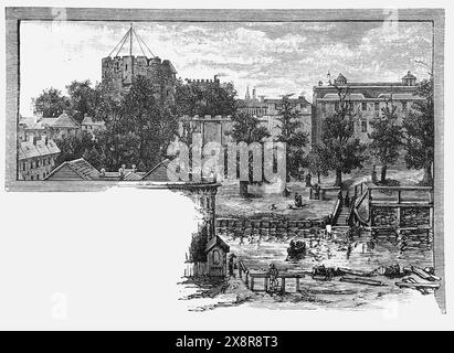 Clifford's Tower, York, England, wie er im späten 19. Jahrhundert erschien. Schwarz-weiß-Illustration aus unserem eigenen Land Band III Stockfoto