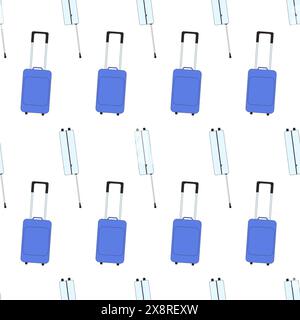 Nahtloses Muster für Reisegepäck. Koffer endloser Hintergrund. Vektorkontur abgewickelte Illustration. Stock Vektor