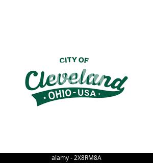 Schriftzug „City of Cleveland“. Cleveland, Ohio Typografie Design. Vektor und Illustration. Stock Vektor