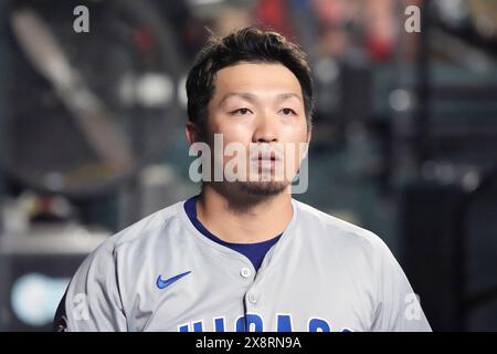 St. Louis, Usa. Mai 2024. Chicago Cubs Seiya Suzuki beobachtet die Action gegen die St. Louis Cardinals am 26. Mai 2024 im Busch Stadium in St. Louis. Foto: Bill Greenblatt/UPI Credit: UPI/Alamy Live News Stockfoto