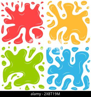 Set mit vier Spritzern auf weißem Hintergrund. Vektorabbildung Stock Vektor