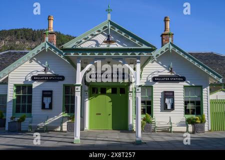 Der alte Bahnhof Ballater, Deeside, Aberdeenshire, Schottland, UK. Stockfoto