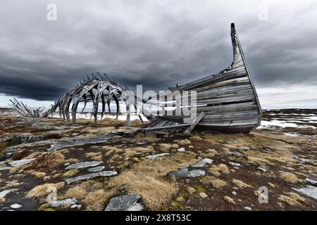 Norwegen, Vardo, Holzdenkmal Stockfoto