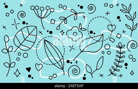Outline Doodles Kollektion mit Blumenmuster Stock Vektor