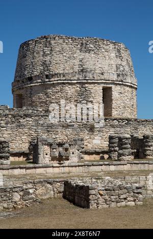 Templo Redondo (Runde Tempel), Mayapan Maya-archäologische Website, Yucatan, Mexiko Stockfoto