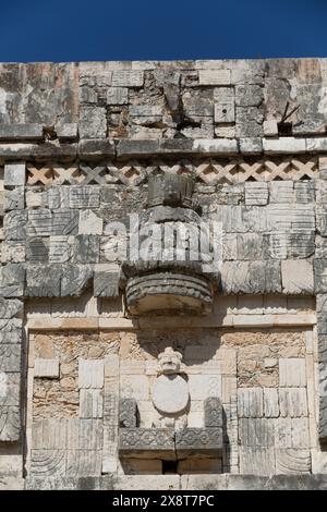 Fries, Nonnen Viereck, Uxmal Maya-archäologische Website, Yucatan, Mexiko Stockfoto