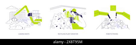 Abstract Concept Vector Illustrations in der Recyclinganlage. Stock Vektor