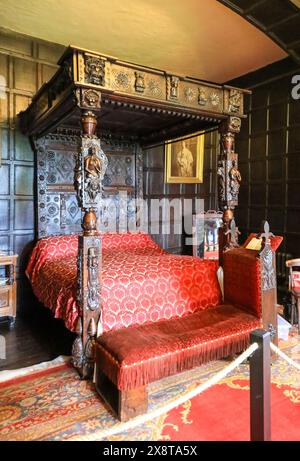 Speke Hall, ein Holzrahmenhaus im Tudor-Herrenhaus in Speke, Liverpool, England, Großbritannien Stockfoto