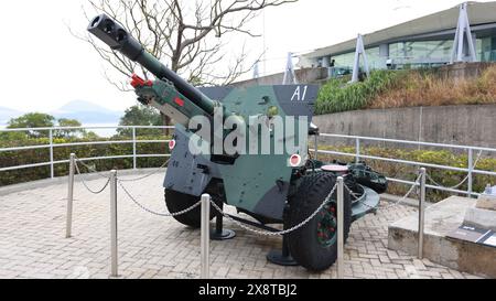 Hongkong 2. April 2024: Das Ausstellungsstück im Hong Kong Museum of Coastal Defense. Es wird später umbenannt und in Hong Kong Museum geändert Stockfoto