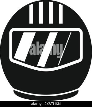 Moderne schwarze Rennhelm-Ikone mit Visier und minimalistischem Design für professionelle Motorsport-Sicherheitsausrüstung Branding und Logo-Element-Vektor-Illustration Stock Vektor