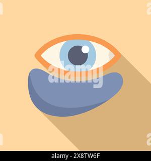 Vereinfachende Grafik eines menschlichen Auges mit langem Schatten in moderner flacher Ästhetik Stock Vektor
