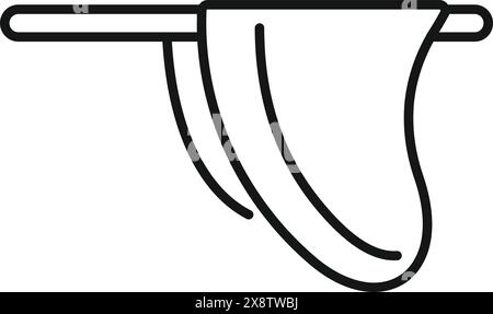 Schwarz-weiße Umrissdarstellung eines Vorhangs auf einer Stange, geeignet für Symbole und Designelemente Stock Vektor