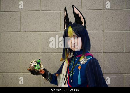 Eine Cosplayerin auf der MCM Comic Con in London Stockfoto