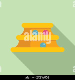 Flacher Design-Vektor eines Spielzeugregals mit hellen Kugeln für Kinderinhalte Stock Vektor