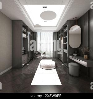 3D-Rendering von Garderobe, Ankleidezimmer Stockfoto