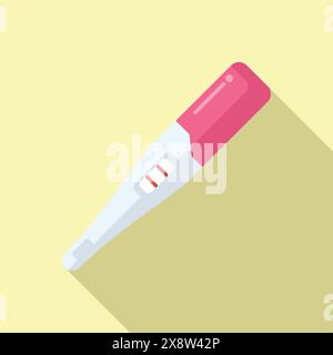 Flache Vektor-Illustration eines positiven Schwangerschaftstests mit zwei Linien auf pastellfarbenem Hintergrund, die Freude und Erwartung eines neuen Lebens und einer neuen Elternschaft darstellen Stock Vektor