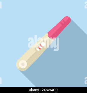 Ein Baby erwartet, Vektor-Illustration des positiven Schwangerschaftstests in flachem Design mit zwei Linien, blauem Hintergrund und Schatten Stock Vektor