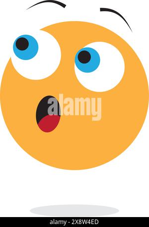 Wow Emoji-Gesicht. Schockiert überrascht Emoticon mit offenem Mund, süßen Smiley Emoticons, die Wunder und erstaunlich für soziale Medien und Netzwerk Stock Vektor