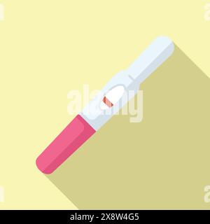 Schöne flache Design-Vektor-Illustration eines positiven Schwangerschaftstests mit zwei rosa Linien auf einem pastellfarbenen Hintergrund. Perfekt für die Familienplanung und die Gesundheit der Mutter Stock Vektor