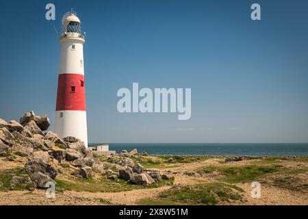 Ein HDR-Bild des Portland Bill Lighthouse, betrieben von Trinity House und auf der Isle of Portland, Dorset, England. 20. Mai 2024 Stockfoto