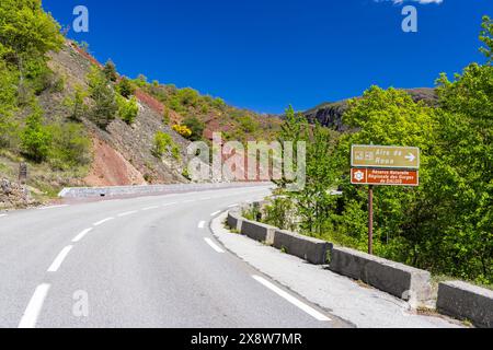 Das regionale Naturschutzgebiet Gorges du Daluis, Fluss Var, Alpes-Maritimes, Provence-Alpes-Cote d'Azur, Frankreich Stockfoto