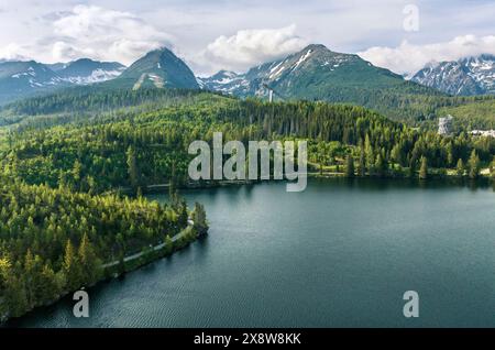 Panoramablick auf den StrbskePleso See, Strba, Slowakei Stockfoto
