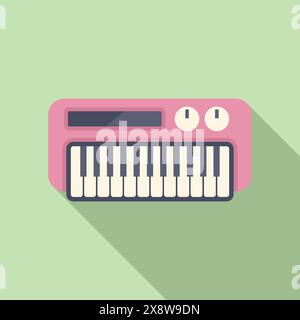 Vereinfachte Vektor-Illustration einer rosa Melodica auf einem pastellgrünen Hintergrund, perfekt für musikalische Designs Stock Vektor