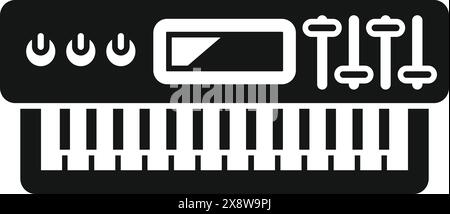 Grafiksymbol eines Synthesizers in einem klaren Schwarz-weiß-Design, ideal für musikalische Inhalte Stock Vektor