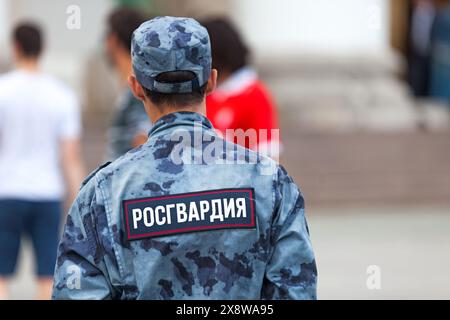 Moskau, Russland - 07. Juli 2018: Die Nationalgarde Russlands oder Rosgwarden (russisch Федеральная служба войск национальной гвардии Российской Федерации) Stockfoto