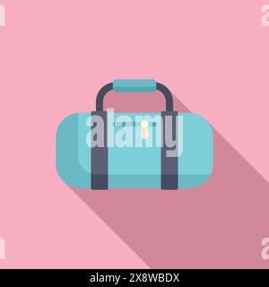 Flaches Design-Symbol einer blauen Reisetasche mit schlichtem Schloss auf pastellrosa Hintergrund Stock Vektor