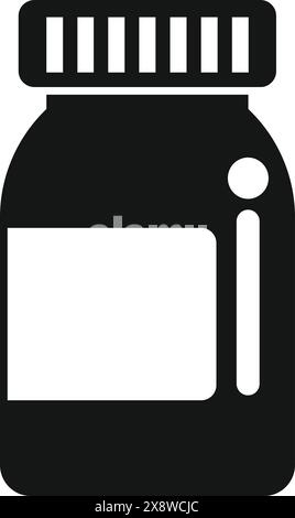 Minimalistische Medizinflasche Silhouette Icon mit leerem Etikett für Apotheke und Gesundheitswesen Branding und Verpackungsdesign in Vektorgrafik Stock Vektor