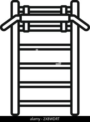 Schwarz-weiße Strichgrafik-Symbol, das ein geradliniges Leiterdesign darstellt Stock Vektor